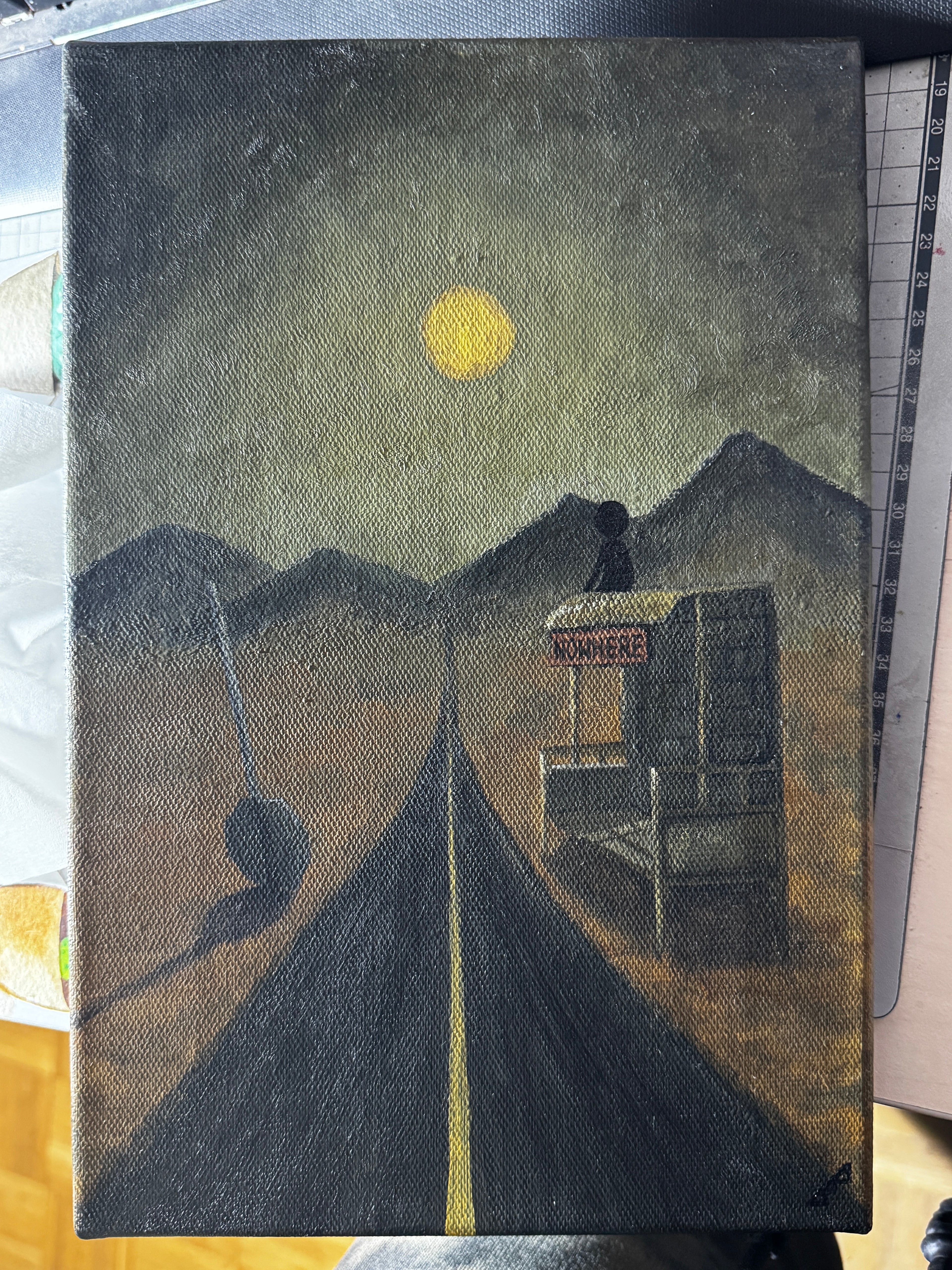 Obraz akrylowy na płótnie lnianym 20x30 cm "Przystanek"
