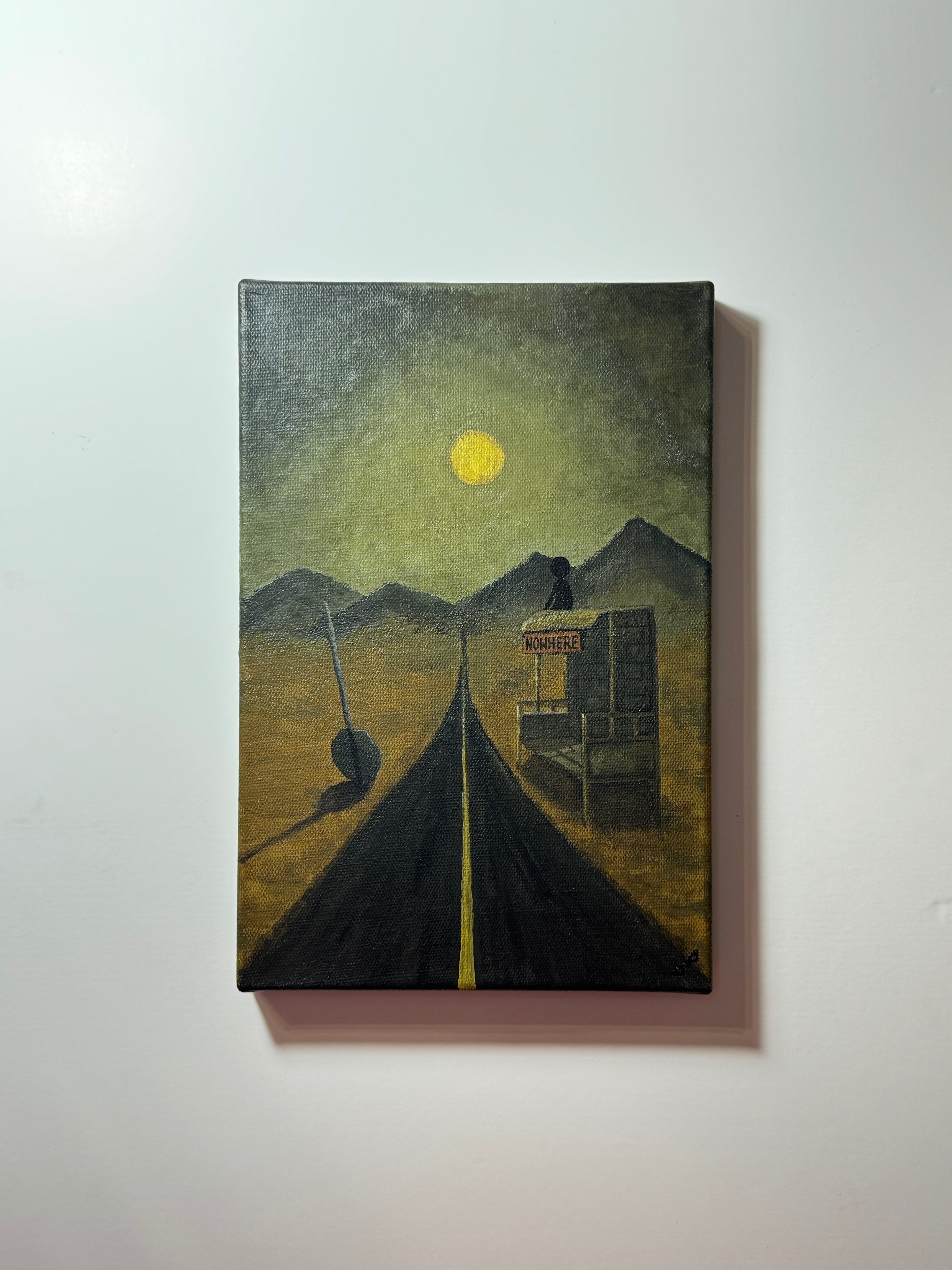 "don't forget your backpack" Obraz akrylowy na płótnie lnianym 20x30cm