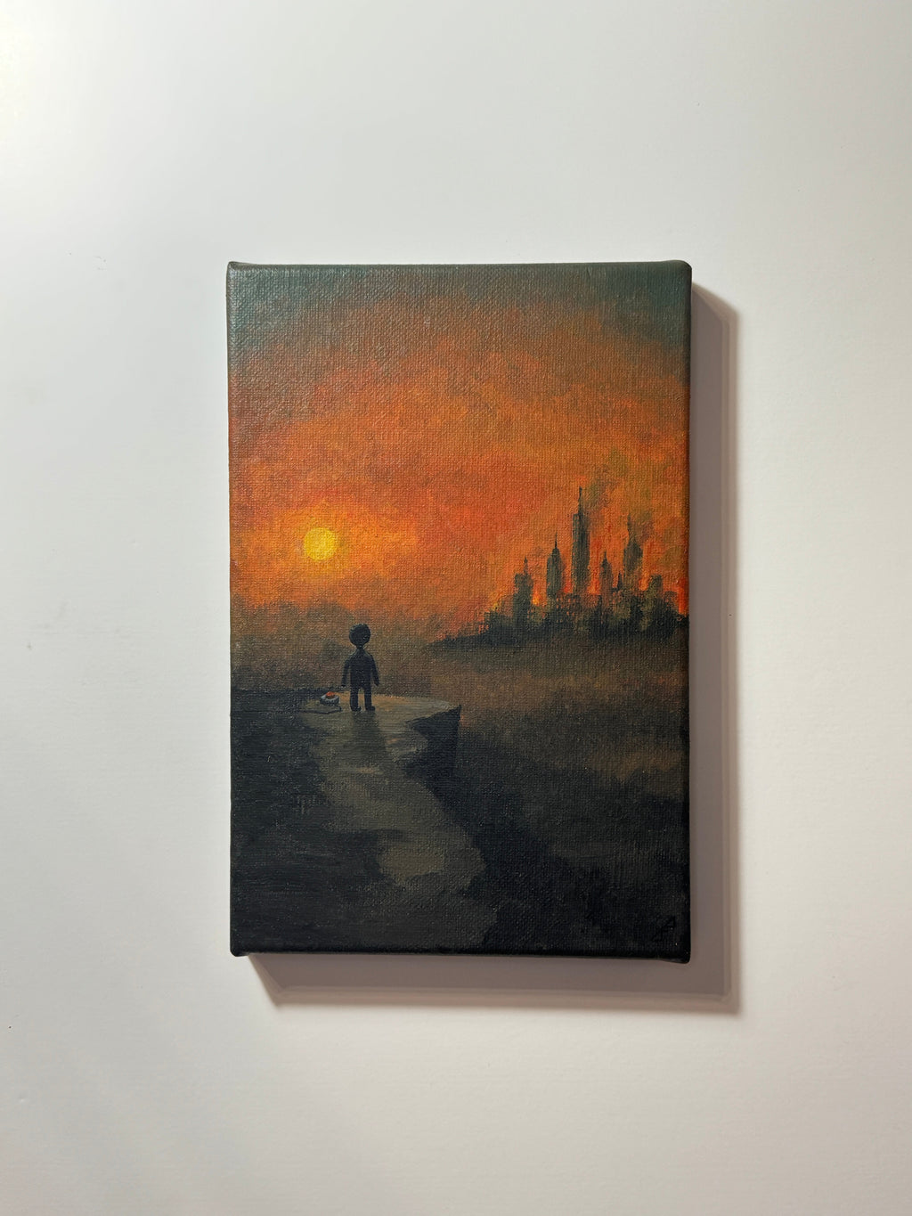 "there is nothing left here" Obraz akrylowy na płótnie lnianym 20x30cm